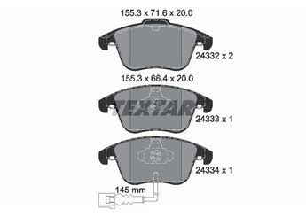 Fren Disk Balata Ön TEXTAR 2433301  5N0698151 5N0698151A 7N0698151 5N0698151C 5N0698151B JZW698151S L5ND698151A JZW698302BC 5N0698151D 5ND698151A 5ND698151