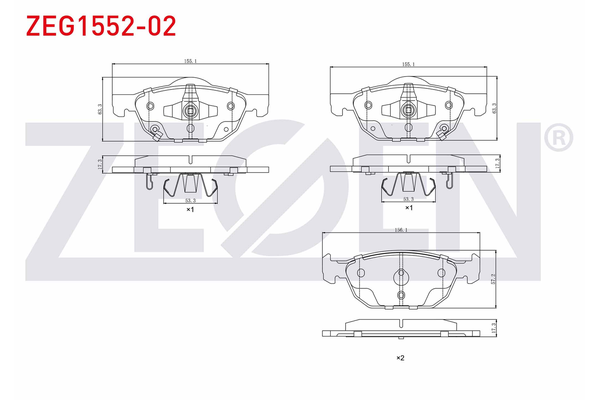 Fren Disk Balata Ön Honda Civic Sedan (FC)(10.2016->11.2021)  ZEGEN ZEG1552-02