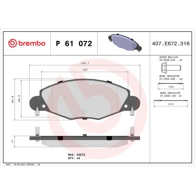 Fren Disk Balata Ön BREMBO P 61 072