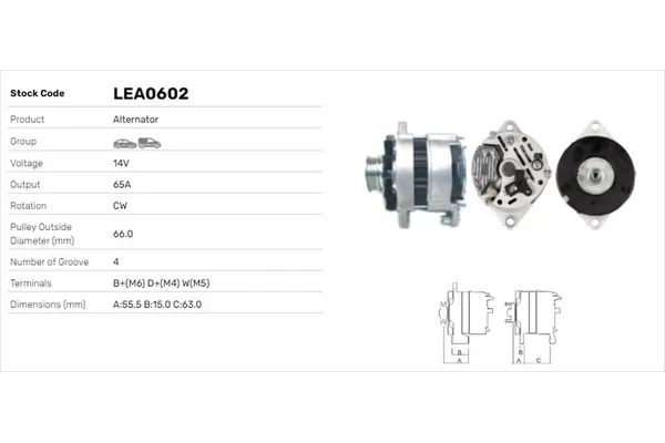 Alternatör  LUCAS ELEKTRIK LEA0602