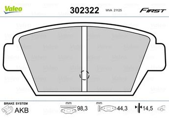 Fren Disk Balata Arka VALEO 302322  MB377826 MB366288 MB534995 MB699154 MB699722 MB699723 MB857732 MR389561 MR389562 MR389564 MR389566 MZ690330 X3516002 MB699721 MR128751
