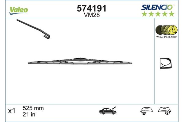 Silecek Süpürgesi Ön  525 mm - 21 inç Audi A4 Sedan (B5)(02.1999->)  VALEO 574191