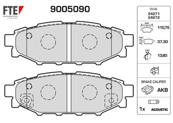 Fren Disk Balata Arka FTE 9005090  26696AG010 26696-AG010 26696AG030 26696-AG030 26696AG031 26696-AG031 26696AG051 26696-AG051 26696AG000 26696AG050 26696FJ000 SU00304096 SU003-04096 SU00304097