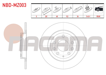 Fren Disk Ayna Arka Sağ ve Sol NAGAMA NBD-MZ003  D10E-251