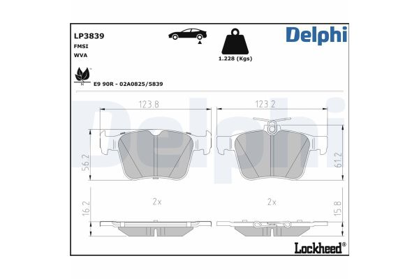 Fren Disk Balata Arka Cupra Ateca (KHP/KBP)(08.2020->)  DELPHI LP3839