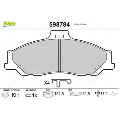 Fren Disk Balata Ön Ford Ranger (EQ)(07.2002->)  VALEO 598784
