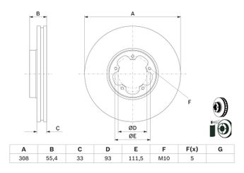 Fren Disk Ayna Ön Sağ ve Sol BOSCH 0 986 479 D40  1763884 1842633 1867729 2110014 2256034 BK211125AC CK4Z1125A CK4Z1125C