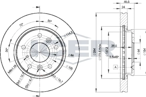 Fren Disk Ayna Ön Sağ ve Sol Mazda 626 Sedan/ Coupe/ S.Wagon (GD/GV)(06.1987->)  WALBURG WBD1133