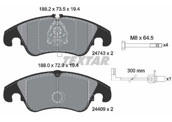 Fren Disk Balata Ön TEXTAR 2474301  8K0698151D 8R0698151 4G0698151D 4GD698151 8K0098301G 8K0098301H 8K0698151 8K0698151B 8K0698151E 8K0698151G 8K0698151H 8K0698151J 8K0698151K 8K0698151R 8K0698151T 8R0698151AG L4GD698151