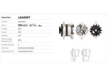 Alternatör  LUCAS ELEKTRIK LEA0597  4757192 04757192 4757193 4757194 4844266 79014078