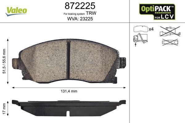 Fren Disk Balata Ön Opel Corsa C (2003->)  VALEO 872225