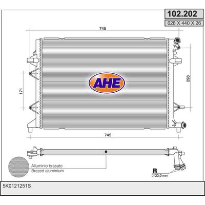 Su Radyatörü  Volkswagen Jetta VI (163)(09.2014->)  VEKA 16-3106B-26