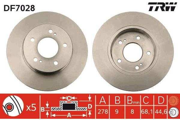 Fren Disk Ayna Arka Sağ ve Sol Nissan Maxima QX (CA33)(01.2000->)  TRW DF7028