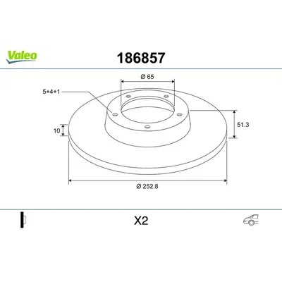 Fren Disk Ayna Arka Sağ ve Sol Skoda Octavia Combi (1Z5)(11.2004->)  VALEO 186857