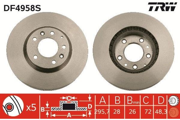 Fren Disk Ayna Ön Sağ ve Sol TRW DF4958S