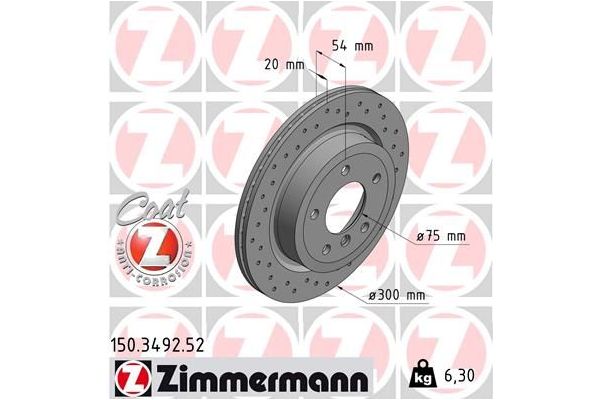 Fren Disk Ayna Arka Sağ ve Sol BMW Z4 Serisi Roadster (E89)(2009->)  ZIMMERMANN 150.3492.52