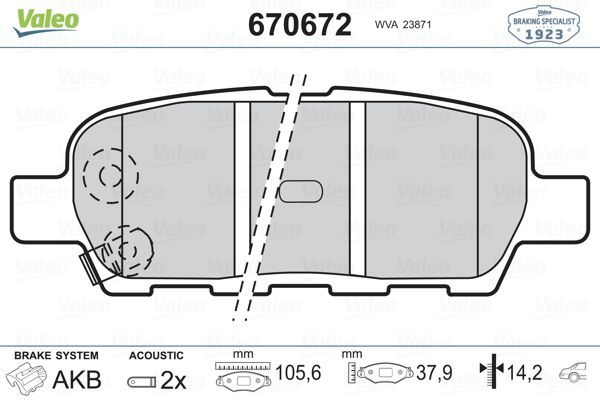 Fren Disk Balata Arka Nissan X-Trail (T31)(03.2007->)  VALEO 670672