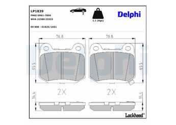 Fren Disk Balata Arka DELPHI LP1839  LP1839 4605A050 4605C034 MR407391 44060CD094 44060-CD094 4406012U87 44060CD026 D4060CD00B D4060CD01B D406MCD01J D40F0CD094 D40F0-CD094 D40F0CD00B D40F0CD01B D40F0CD026 D4MFMCD01J 26696FE000 26696-FE000 26696FE001 26696-FE001 26696FE080 26696-FE080 26696FE081 26696-FE081 26696FG000 26696-FG000 26696VA000