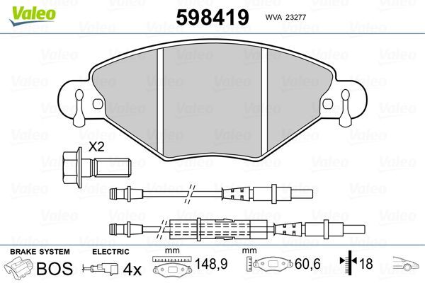 Fren Disk Balata Ön Citroen C5 5 Kapı (03.2001->)  VALEO 598419