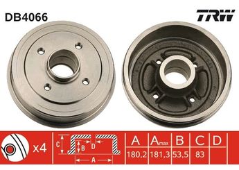 Kampana Arka Sağ veya Sol TRW DB4066  7700685473 7700752363 7700783030 77 00 685 473 77 00 752 363 77 00 783 030 7701463277 77 01 463 277
