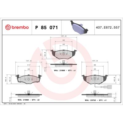 Fren Disk Balata Ön BREMBO P 85 071