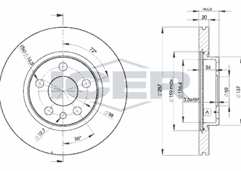 Fren Disk Ayna Ön Sağ ve Sol MGA 50193  1316323080 4246H9 4246.H9 1 316 323 080 71738144 7 173 814 4 4246H8 4246.H8