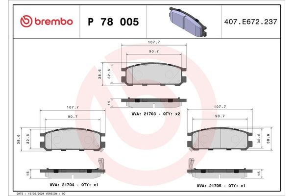 Fren Disk Balata Arka BREMBO P 78 005