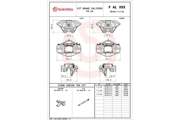 Fren Kaliper Ön Sağ veya Sol BMW 3 Serisi Sedan (F30N)(09.2015->)  BREMBO F AL E52