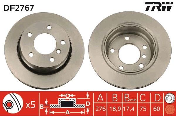 Fren Disk Ayna Arka Sağ ve Sol BMW 3 Serisi Cabrio (E46)(2000->)  TRW DF2767