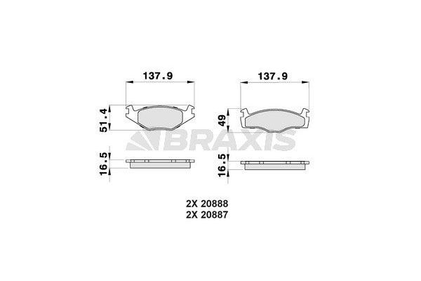 Fren Disk Balata Ön Volkswagen Polo II (867/871/873)(10.1981->1992)  BRAXIS AB0026