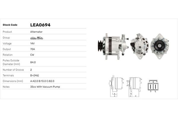 Alternatör  LUCAS ELEKTRIK LEA0694