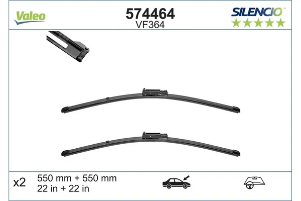 Silecek Süpürgesi Ön Muz Tip 550/550 mm - 22/22 inç Audi S6 Sedan (4F2)(06.2006->)  VALEO 574464