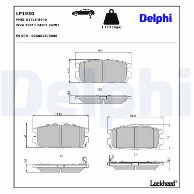 Fren Disk Balata Arka Hyundai Terracan (HP)(2001->)  DELPHI LP1930