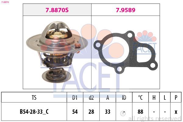 Termostat 88 °C  Kia Carens (RP)(2013->)  VALEO 820296