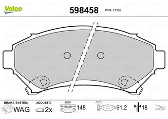 Fren Disk Balata Arka VALEO 598458  1605067 1605947 18024961 19152666 1915 2666 18029757 1802 9757 18029827 1802 9827 18029828 1802 9828 18045381 1804 5381 88909661 8890 9661 18024962 18045382