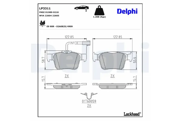 Fren Disk Balata Arka Maserati Quattroporte (M156)(08.2013->)  DELPHI LP3311