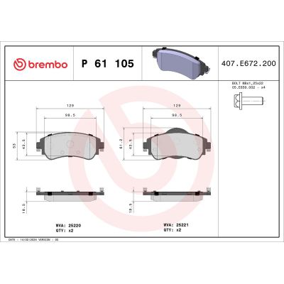 Fren Disk Balata Ön Citroen C4 5 Kapı (08.2010->)  BREMBO P 61 105