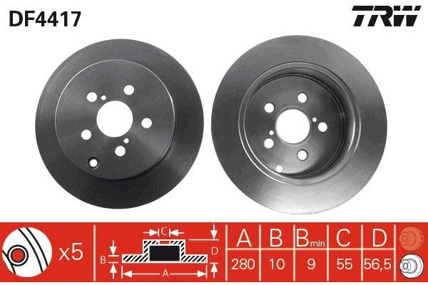 Fren Disk Ayna Arka Sağ ve Sol Toyota Avensis (T25)(2003->)  TRW DF4417