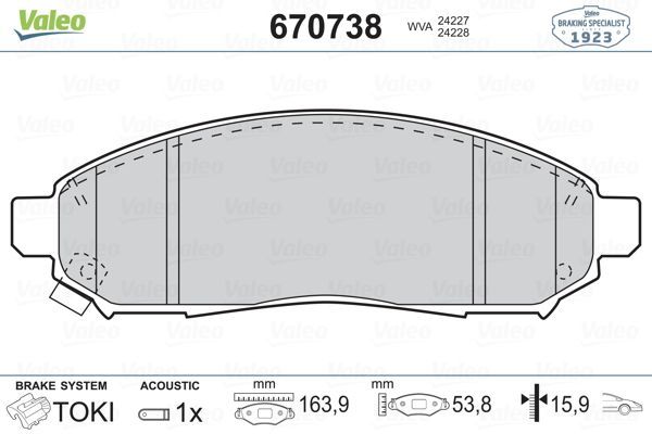 Fren Disk Balata Ön Nissan Leaf (ZE0)(01.2012->)  VALEO 670738
