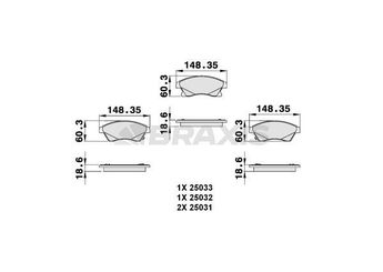 Fren Disk Balata Ön BRAXIS AB0128  1605169 13374966 13412272 13301207 542120