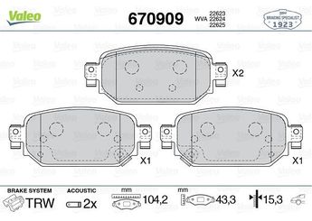 Fren Disk Balata Arka VALEO 670909  BAY02643ZA BAY02643Z BAY0-26-43Z BAY0-26-43ZA BAY02643ZB BAY0-26-43ZB D2Y12643Z D2Y1-26-43Z