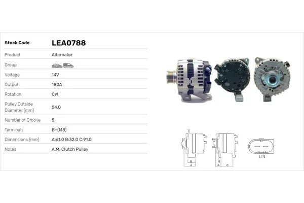 Alternatör  LUCAS ELEKTRIK LEA0788