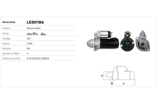 Marş Dinamosu  BMW 7 Serisi (E32)(1986->)  LUCAS ELEKTRIK LES0186