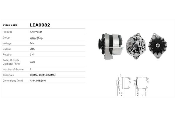 Alternatör  Opel Kadett E (1984->)  LUCAS ELEKTRIK LEA0082