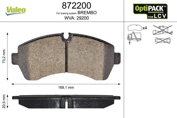 Fren Disk Balata Ön Mercedes eSprinter III P.Van FWD (910)(03.2020->01.2024)  VALEO 872200