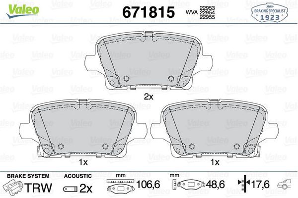 Fren Disk Balata Arka Opel Insignia B Grand Sport (2017->)  VALEO 671815