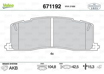 Fren Disk Balata Arka VALEO 671192  446628010 04466-28010 446628011 04466-28011 446628020 04466-28020 446628090 04466-28090 4466YZZC7 04466-YZZC7 449228010 04492-28010 449228020 04492-28020