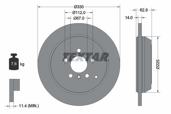 Fren Disk Ayna Arka Sağ ve Sol Mercedes ML -Serisi (BM 164)(03.2005->)  TEXTAR 92150803