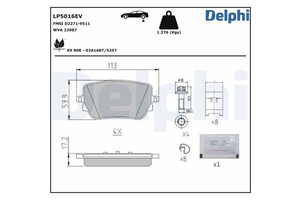 Fren Disk Balata Arka Mercedes CLA -Serisi (BM118)(03.2019->)  DELPHI LP5016EV