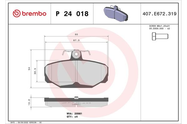 Fren Disk Balata Arka Ford Sierra S.Wagon (1987->)  BREMBO P 24 018